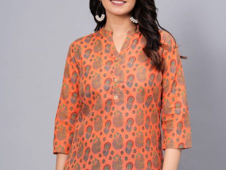 Women Elegant Printed Cotton Top - Rasiya on Sale