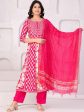 Women Floral Printed Regular Thread Work Kurta with Palazzos & With Dupatta (Pink) - Rasiya Online