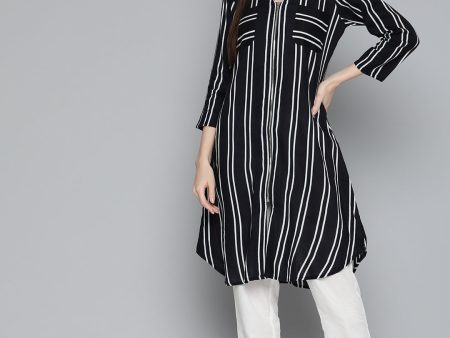 Black Striped Kurta - Rasiya Online Hot Sale