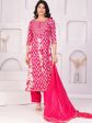 Women Floral Printed Regular Thread Work Kurta with Palazzos & With Dupatta (Pink) - Rasiya Online