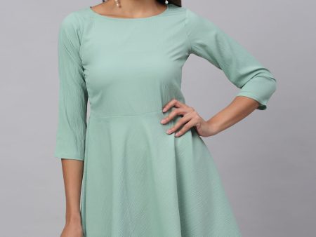 Women Green A-Line Dress - Rasiya For Sale