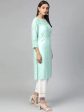 Women Blue Yoke Design Straight Kurta - Rasiya Online now