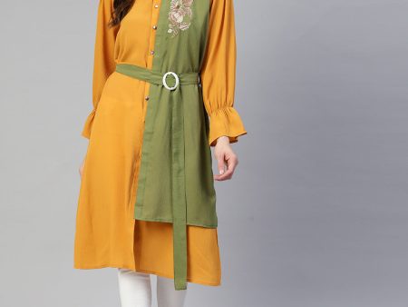 Women Embroiderd Shirt Style Top Yellow - Rasiya Sale